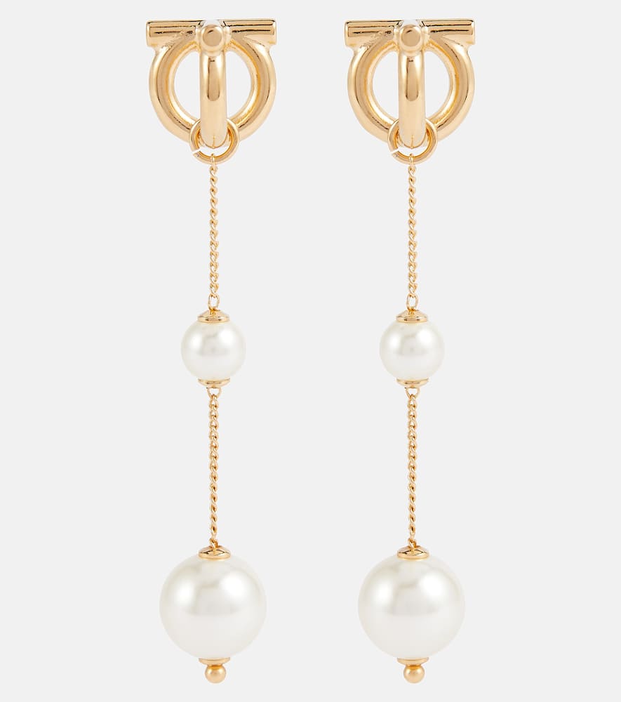 Gancini faux pearl drop earrings