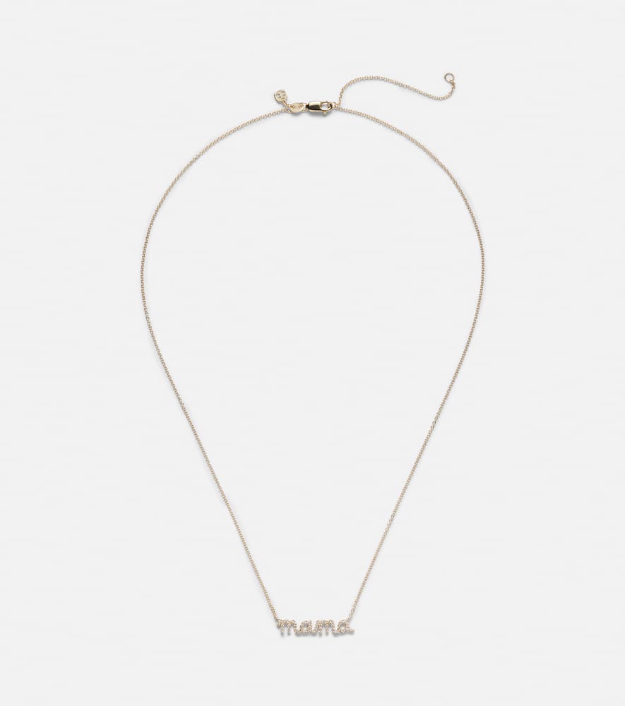 Mama 14kt yellow gold necklace with diamonds