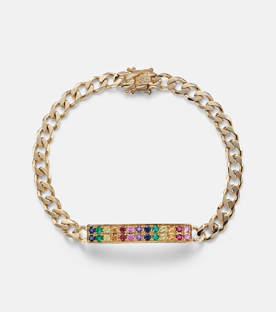 ID Bar 14kt gold chain bracelet with diamonds