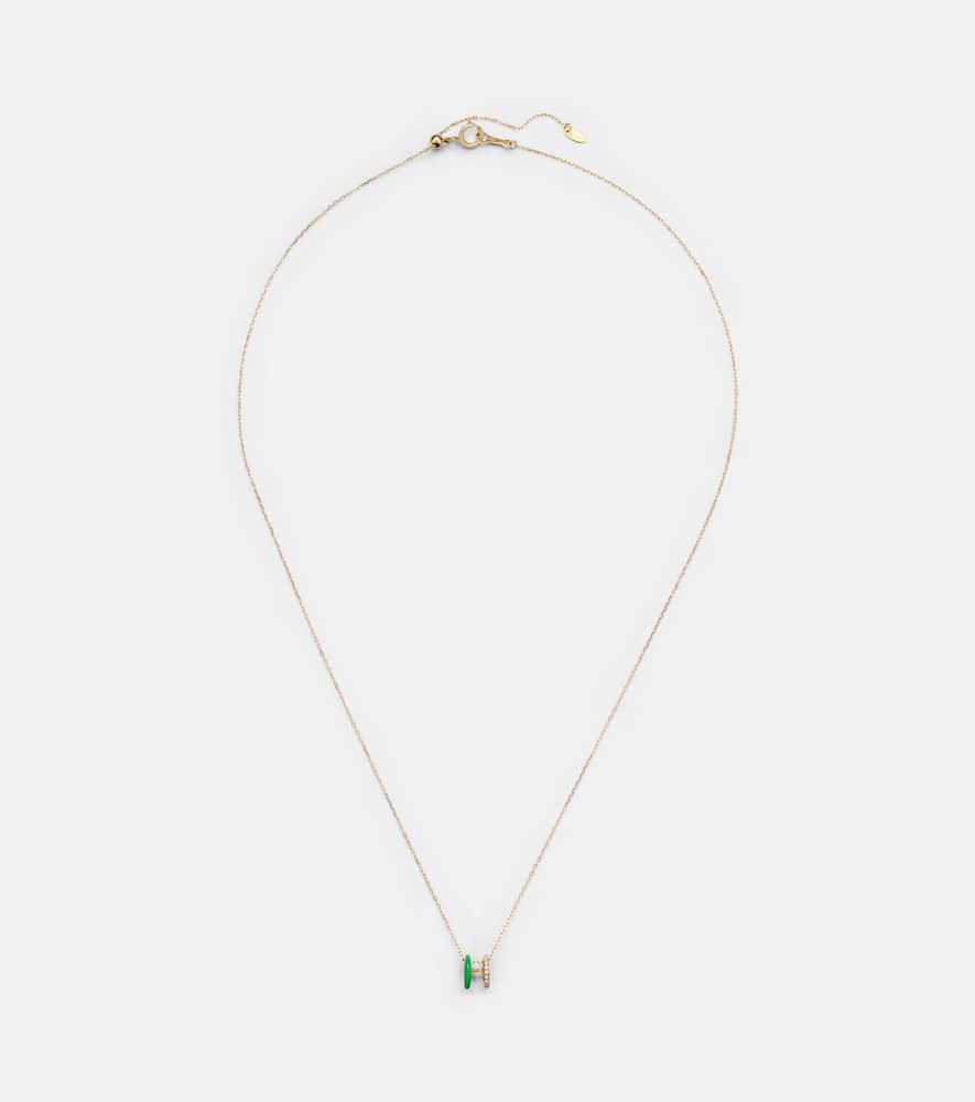 Persée 18kt gold necklace with diamonds and enamel