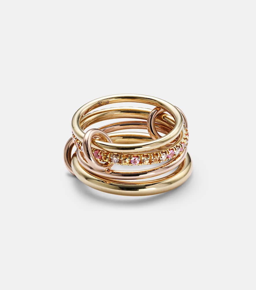 Nimbus 18kt gold and rose gold linked rings with sapphires and diamonds