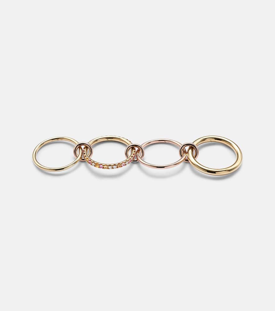 Nimbus 18kt gold and rose gold linked rings with sapphires and diamonds