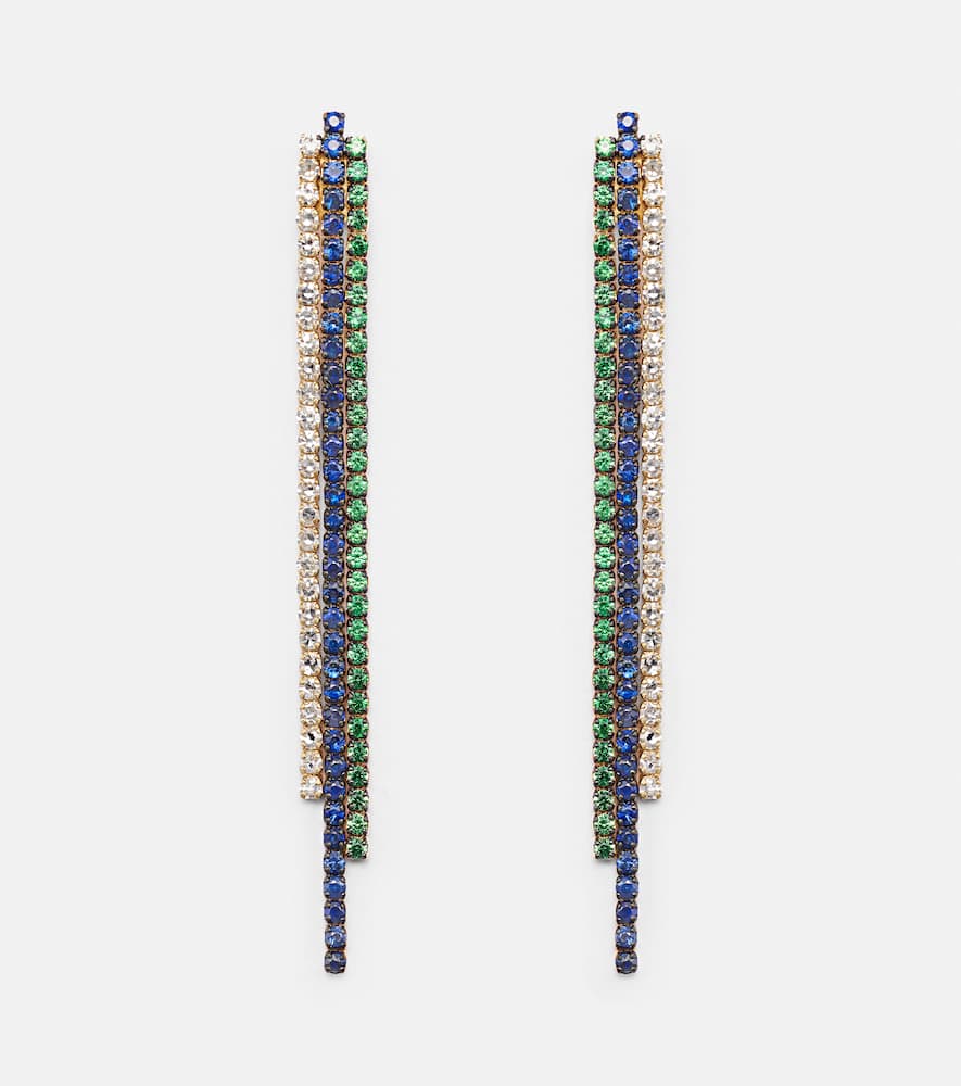 Triple Thread Drop 18kt gold earrings with diamonds