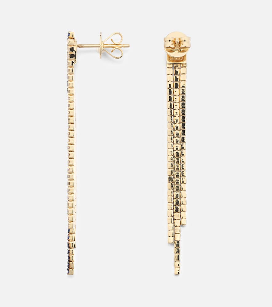 Triple Thread Drop 18kt gold earrings with diamonds