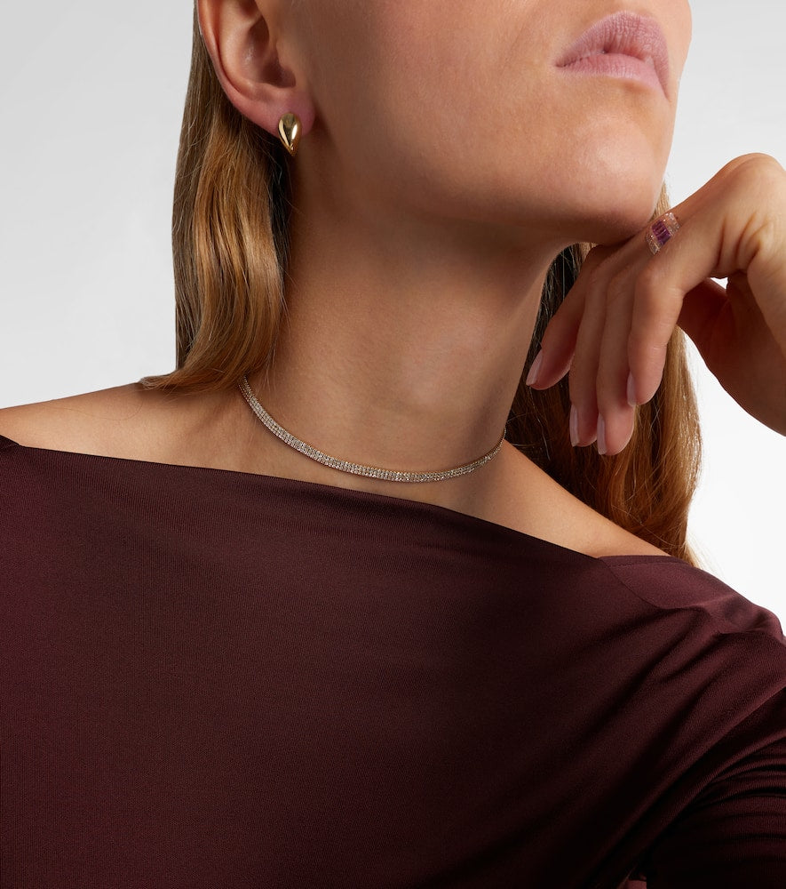 18kt tri-colored gold necklace with diamonds