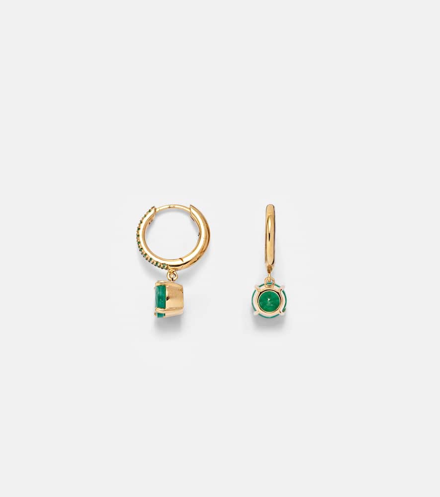 Grass Seed 18kt gold hoop earrings with emeralds