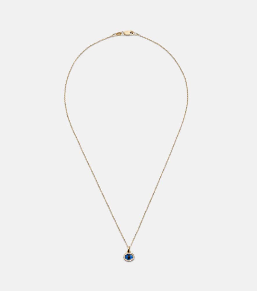 Mini Oval Eye 18kt gold necklace with diamonds