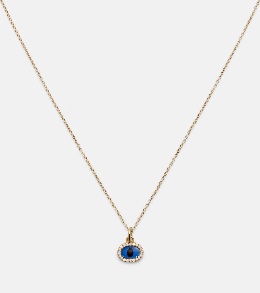 Mini Oval Eye 18kt gold necklace with diamonds