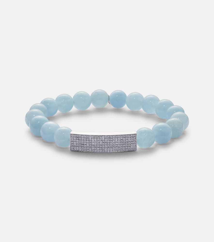 14kt beaded bracelet with diamonds and white gold
