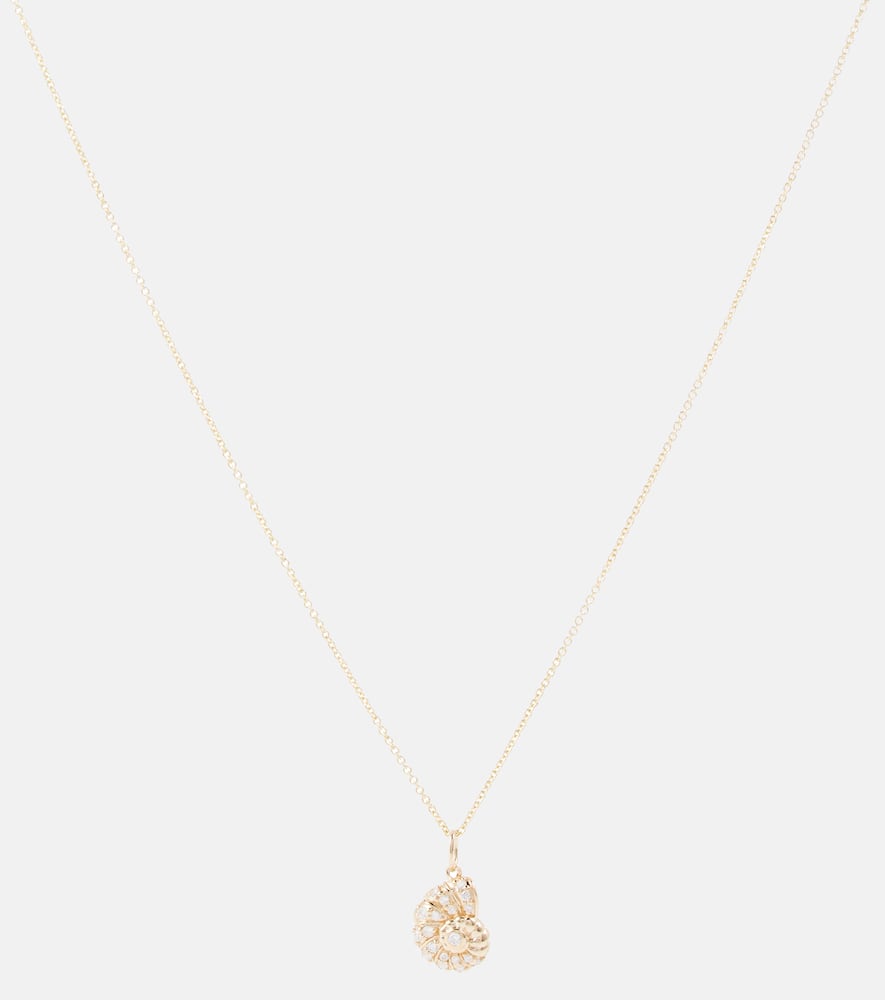 Nautilus Shell 14kt gold pendant necklace with diamonds