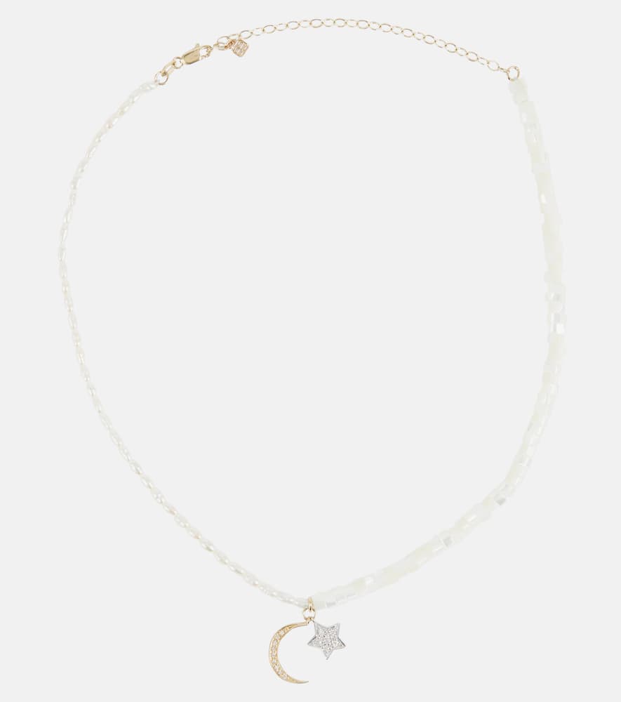 Half Moon 14kt gold choker with diamonds