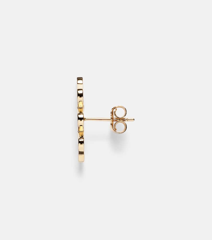 Wavy Stud 14kt gold single earring with diamonds