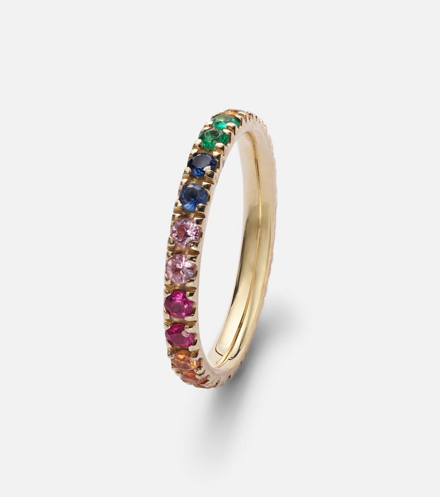 Rainbow Large 14kt gold eternity ring with sapphires, rubies, amethysts, and emeralds