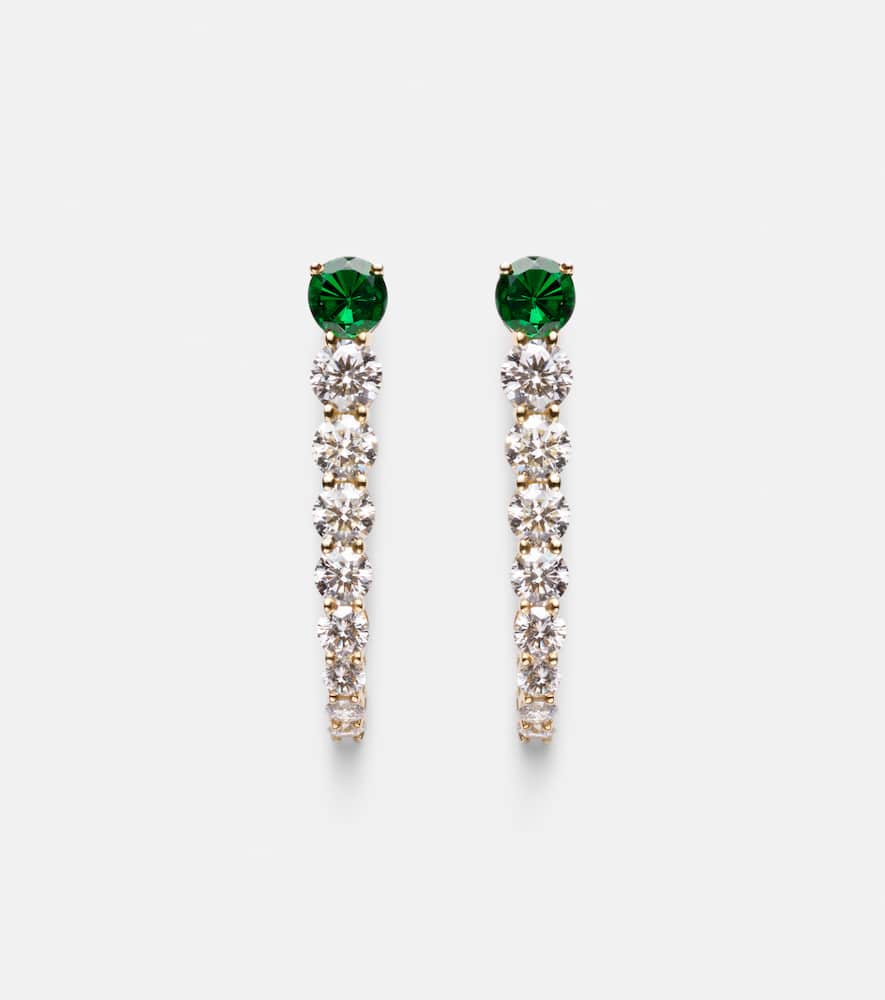 Aria Earhook 18kt gold earrings with diamonds and tsavorites