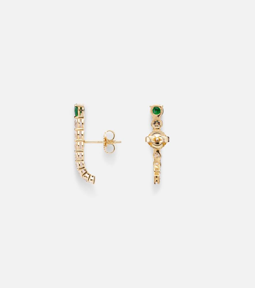 Aria Earhook 18kt gold earrings with diamonds and tsavorites