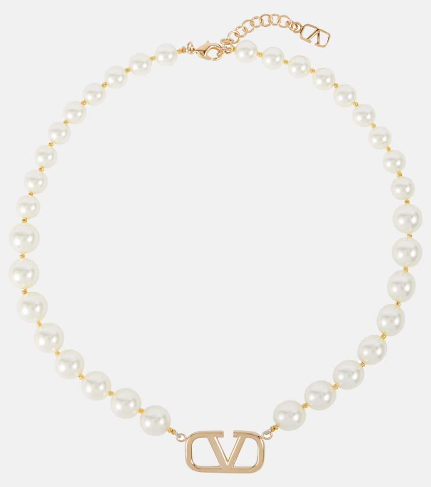 VLogo faux pearl necklace