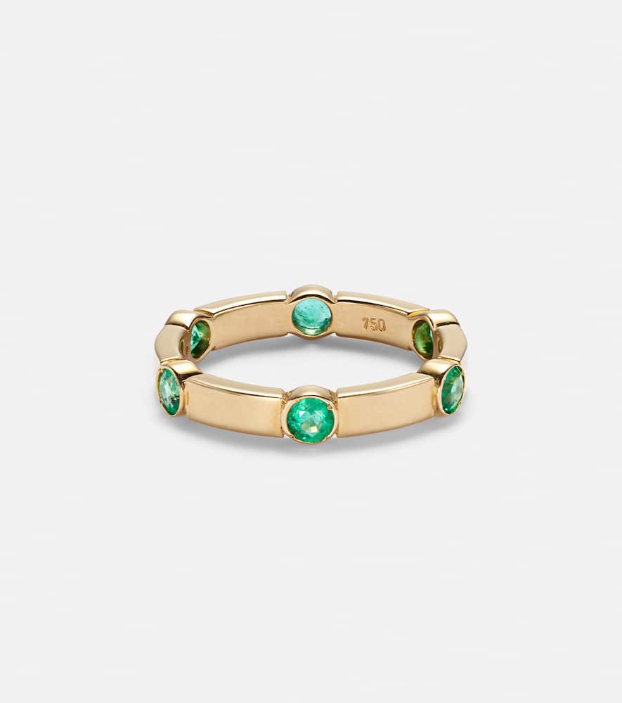 Stepping Stone 18kt yellow gold ring with emeralds