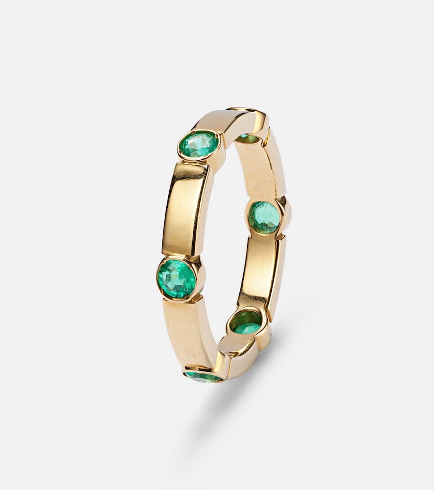 Stepping Stone 18kt yellow gold ring with emeralds