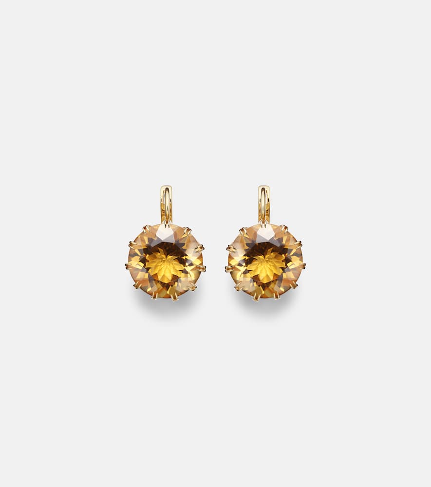 Crown Medium 18kt gold earrings with citrines