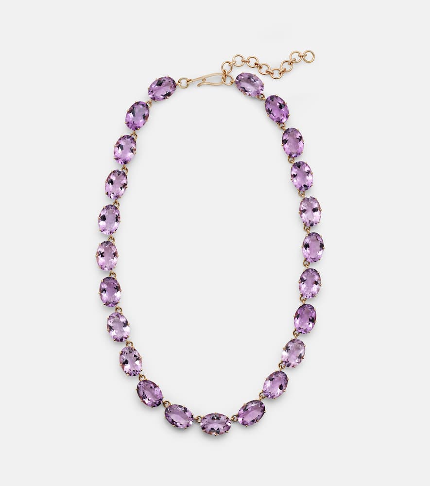 18kt and 14kt gold necklace with amethysts
