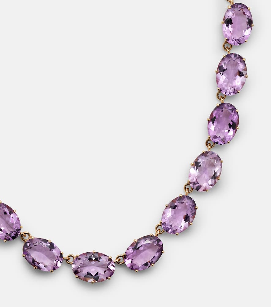 18kt and 14kt gold necklace with amethysts