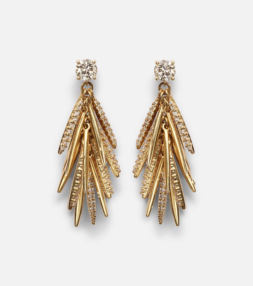 Grass Sunshine Drop 18kt gold earrings with diamonds