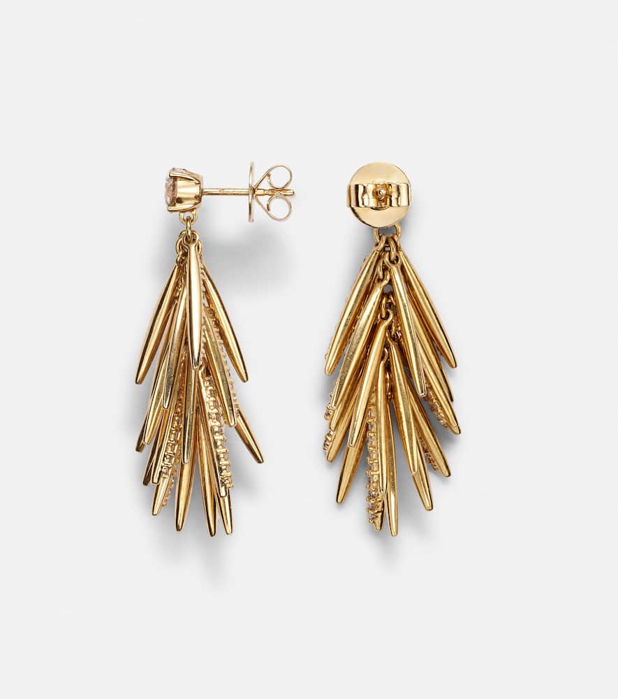 Grass Sunshine Drop 18kt gold earrings with diamonds