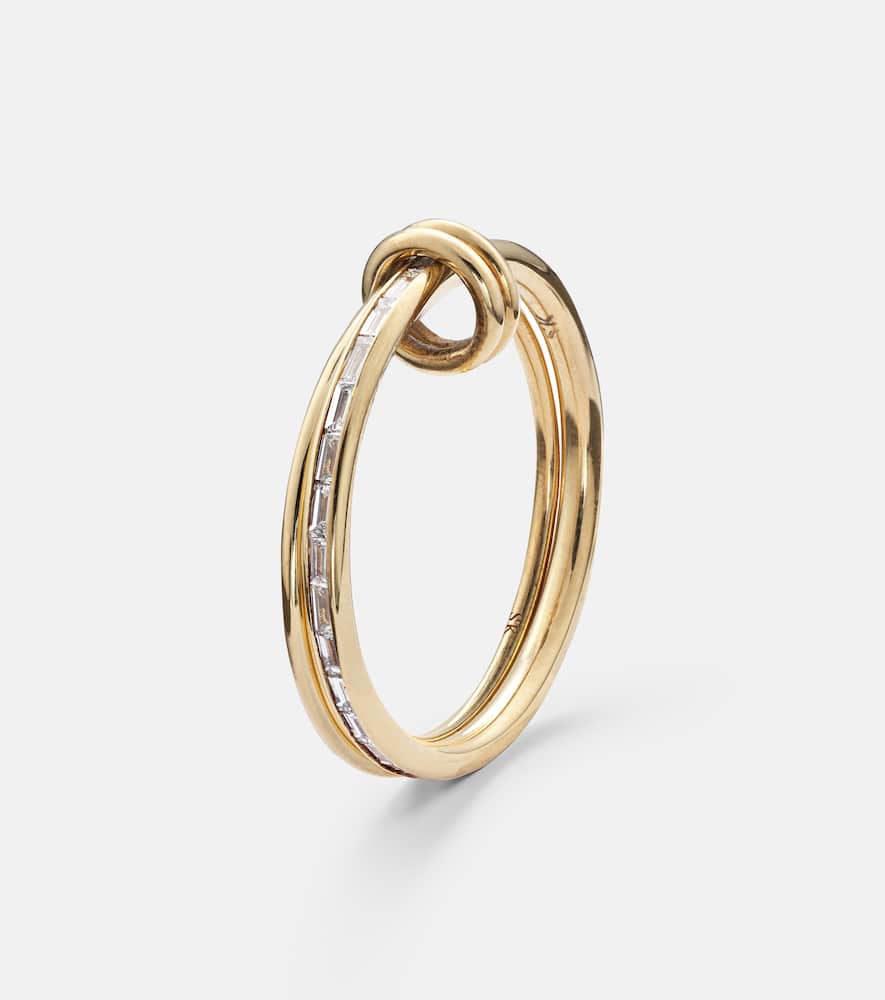 Callisto 18kt gold linked rings with white diamonds