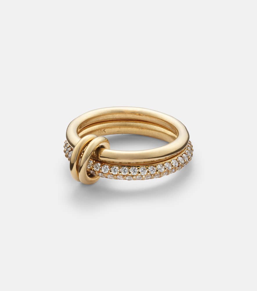 Virgo 18kt gold linked rings with white diamonds