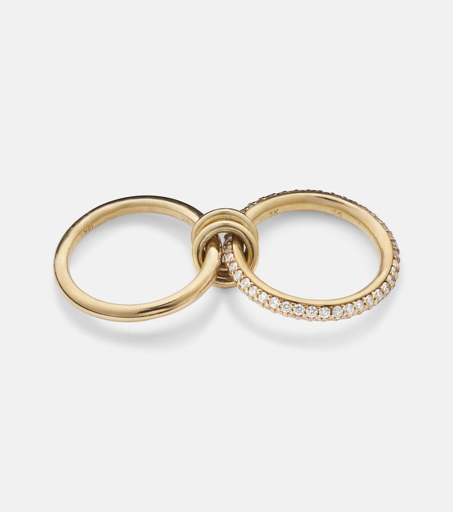 Virgo 18kt gold linked rings with white diamonds
