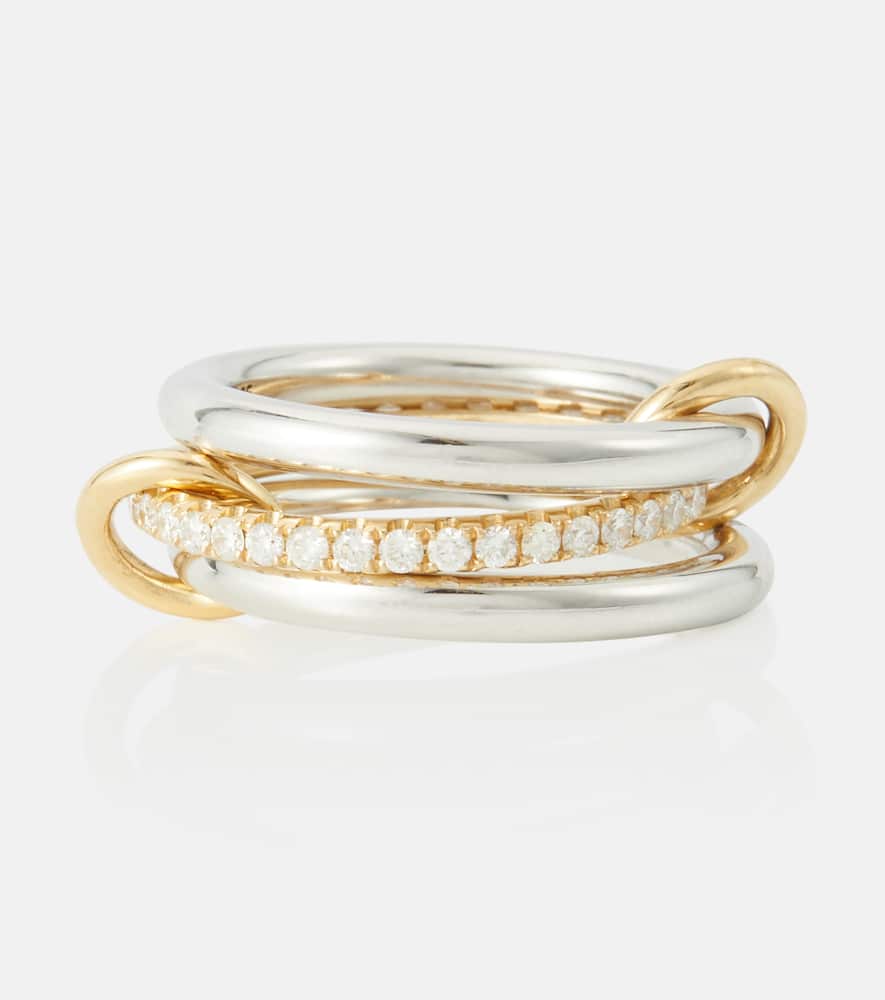 Libra sterling silver and 18kt gold ring with diamonds