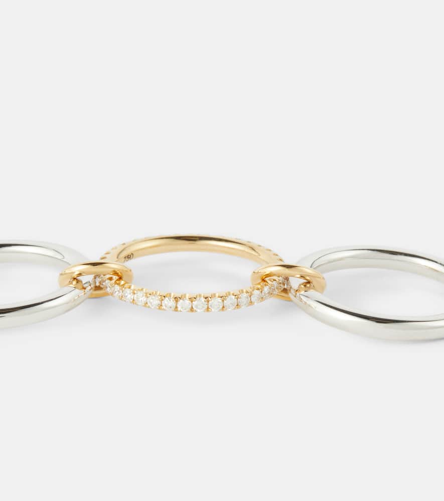 Libra sterling silver and 18kt gold ring with diamonds