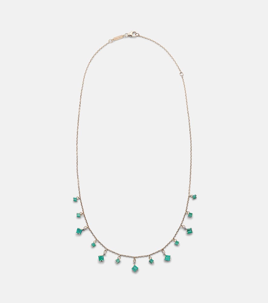 18kt gold necklace with diamonds and emeralds