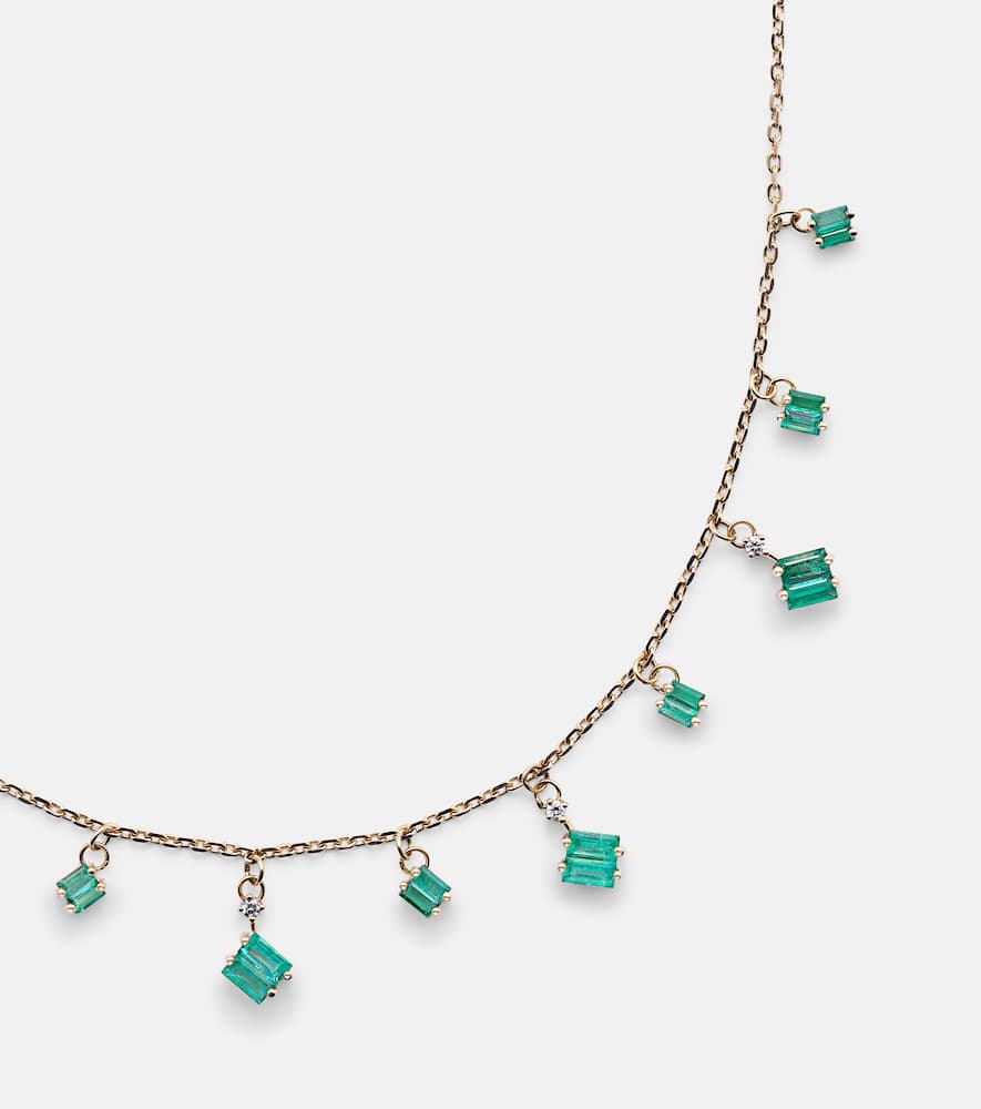 18kt gold necklace with diamonds and emeralds