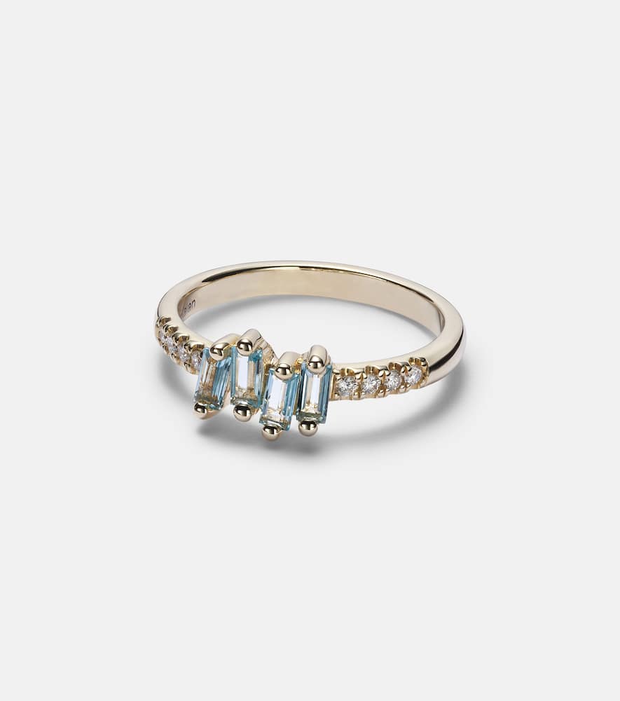 14kt gold ring with diamonds and topaz
