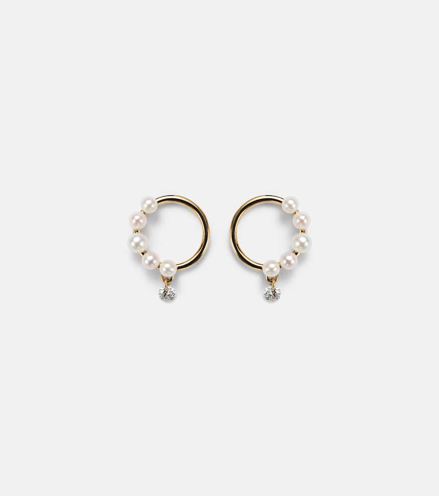 Persée Aphrodite 18kt gold hoop earrings with pearls and diamonds