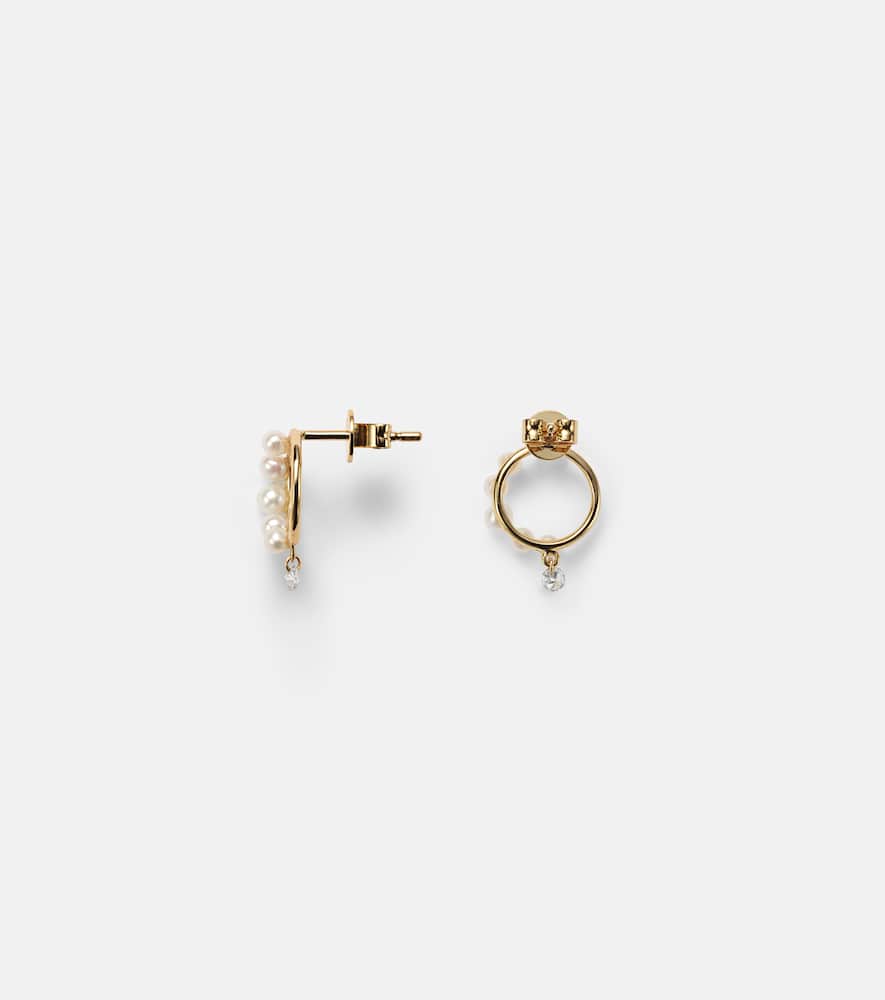 Persée Aphrodite 18kt gold hoop earrings with pearls and diamonds