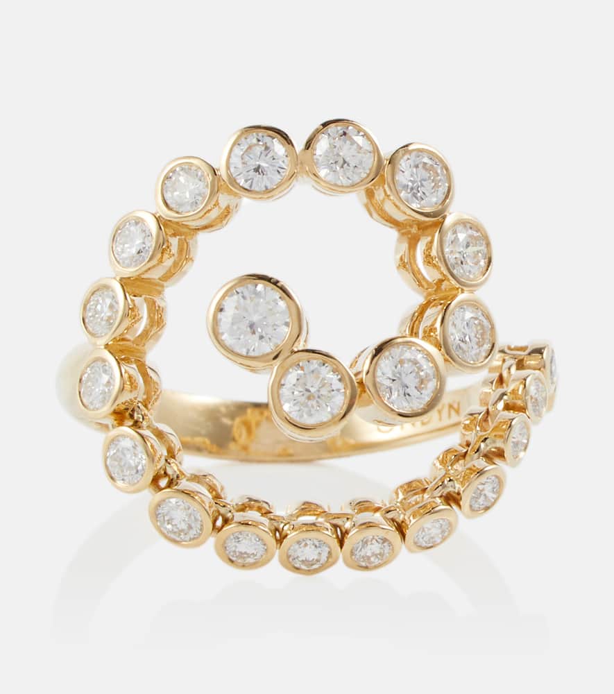 Spiralis 14kt gold ring with diamonds