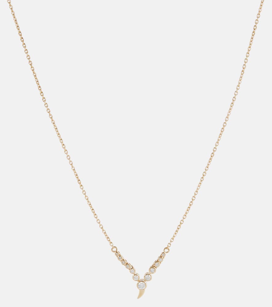 Zen Small 14kt gold pendant necklace with diamonds