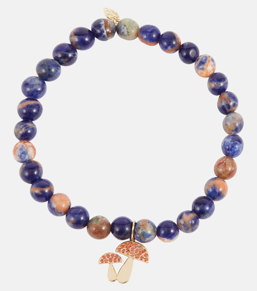 14kt gold beaded bracelet with sapphires and sodalite