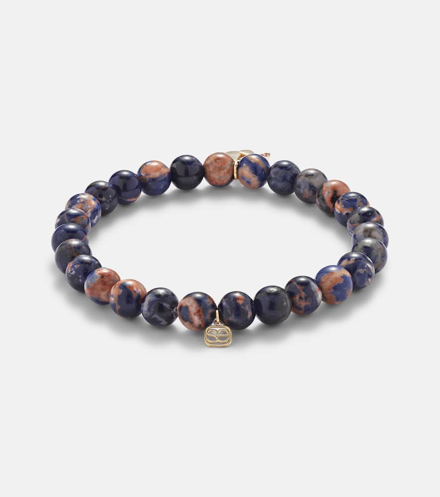 14kt gold beaded bracelet with sapphires and sodalite