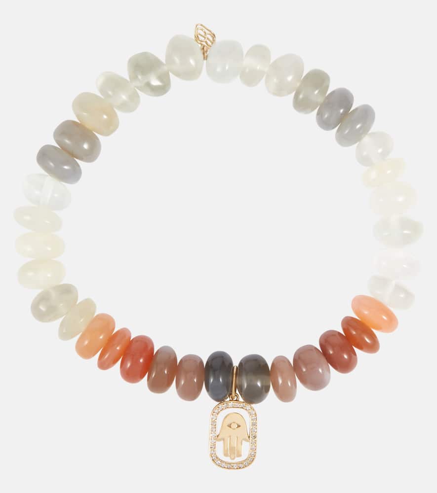 14kt gold and moonstone bracelet with diamonds