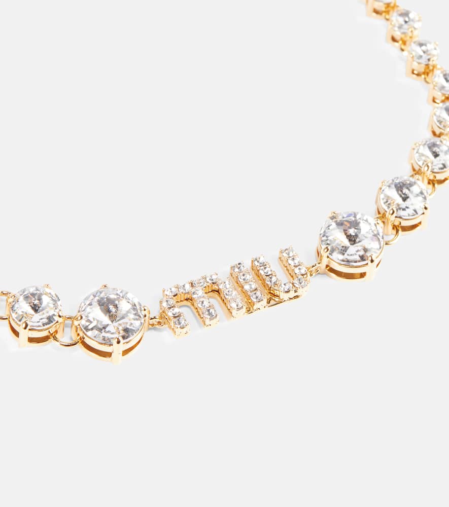 Logo crystal-embellished necklace