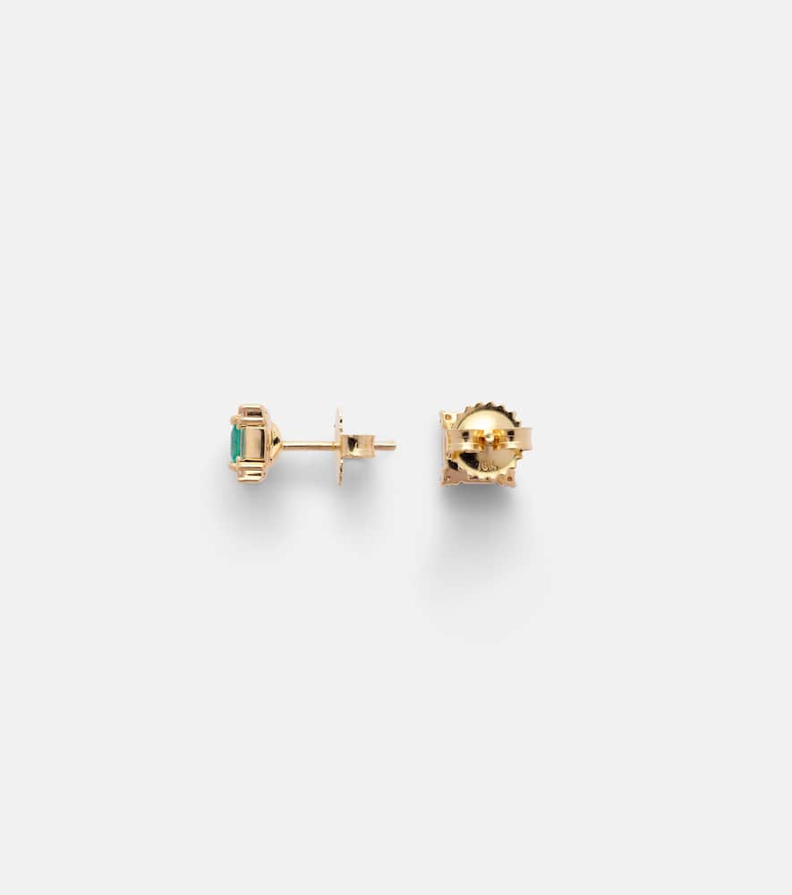 18kt gold earrings with green emeralds and diamonds
