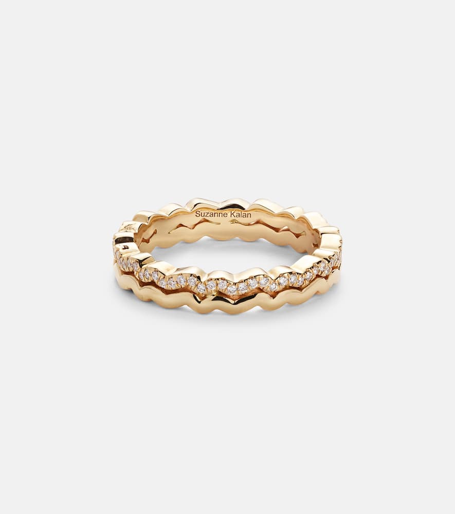 Mini Wave 18kt gold ring with diamonds