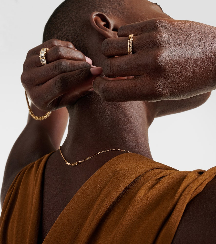 Mini Wave 18kt gold ring with diamonds