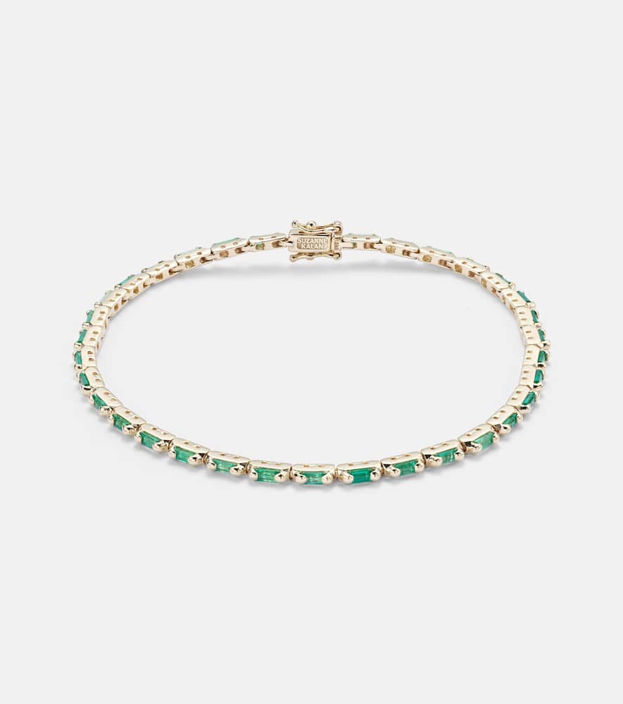 18kt gold tennis bracelet with emeralds
