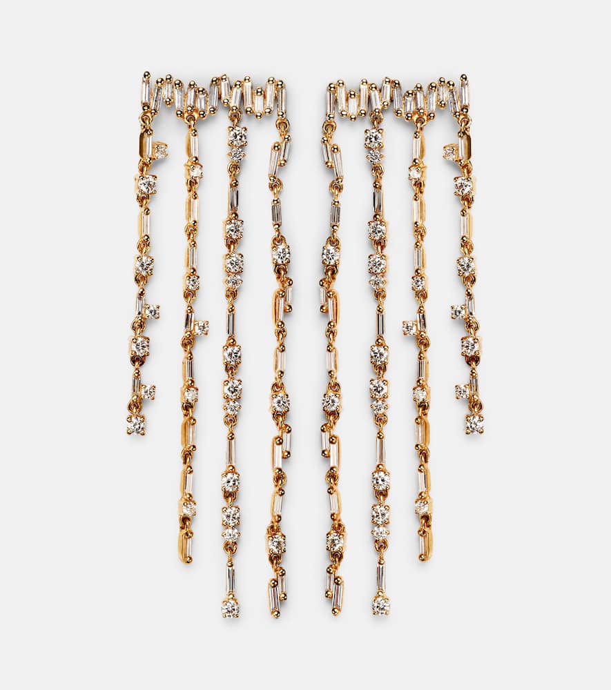 18kt gold fringe earrings with diamonds