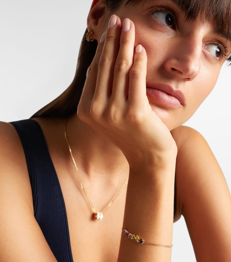 14kt gold adjustable chain bracelet with gemstones