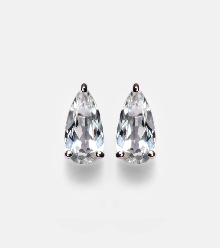 Ayda 14kt white gold stud earrings with topaz